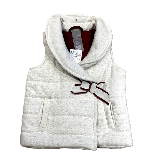 3T Girls Tahari Ivory Gold Flecked Puffer Jacket w/ Burgundy Accents