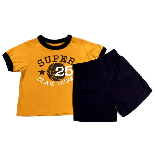 6-9 Boys The Children's Place Yellow Super Slam Dunk Tshirt, Carter's Twill Shorts