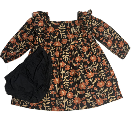 3-6 Girls Carter's Black Ruffle Floral Dress w/Bloomers