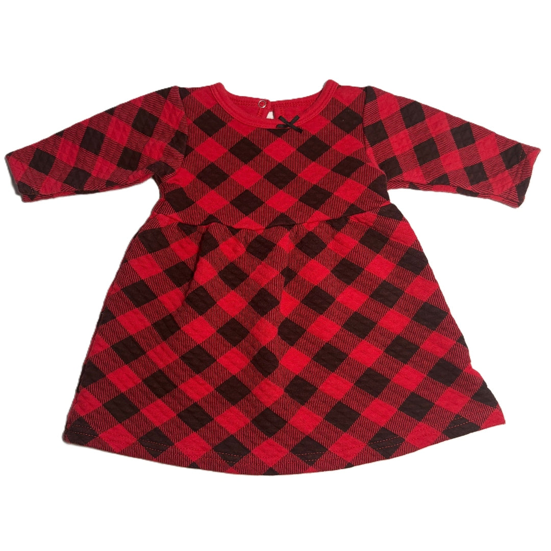 3-6 Girls HB Red and Black Quilted Plaid Dress