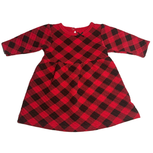 3-6 Girls HB Red and Black Quilted Plaid Dress