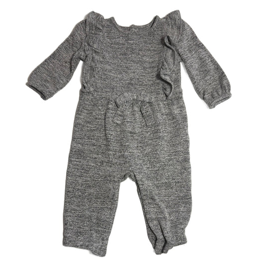 3-6 Girls Just One You Long Sleeve Gray Ruffle Romper