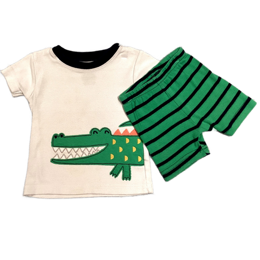 6-9 Boys Carter's White 2 Piece Gator Pajamas