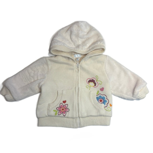 6-9 Girls The Childrens Place Ivory Knitted/Fleece Zip-Up Sweatshirt