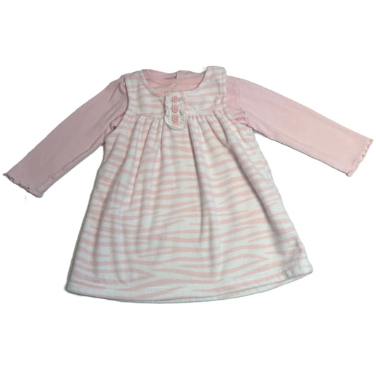 6-9 Girls Carter's Pink Long Sleeve Shirt w/Fleece Pink/White Zebra Print Dress
