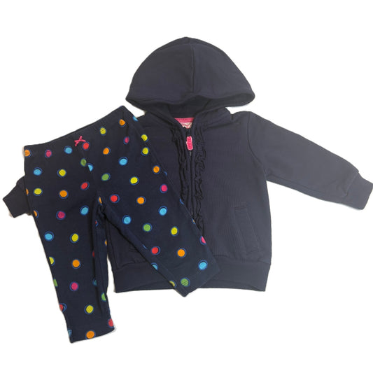 6-9 Girls Carter's Navy Blue Front Zip Sweatshirt, Carter's Navy Blue and Polka Dot Leggings