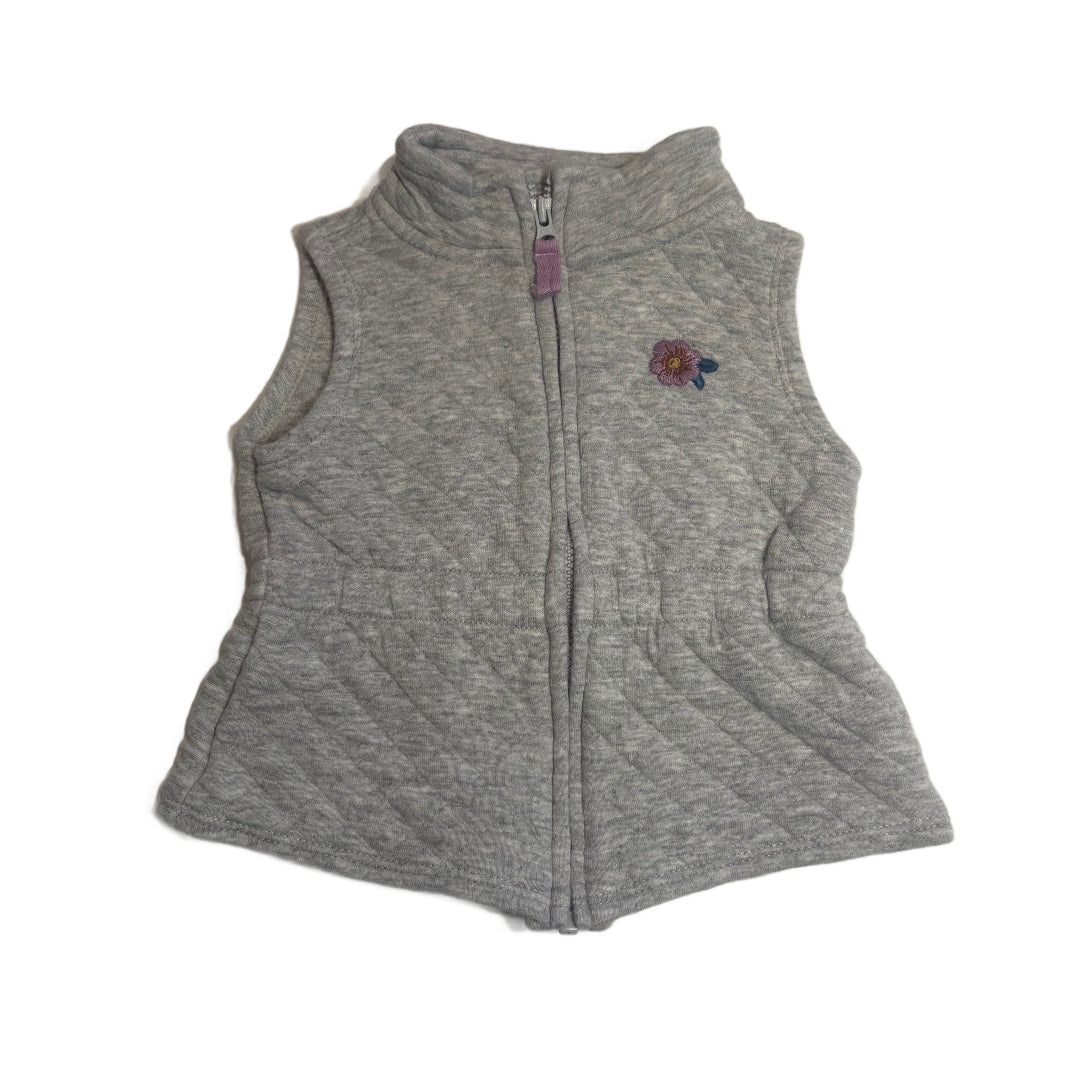 6-9 Girls Carter's Gray Quilted Vest w/Flowers