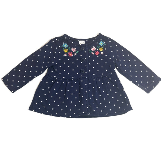 6-9 Girls Carter's Navy Polka Dot Jacket w/Flowers
