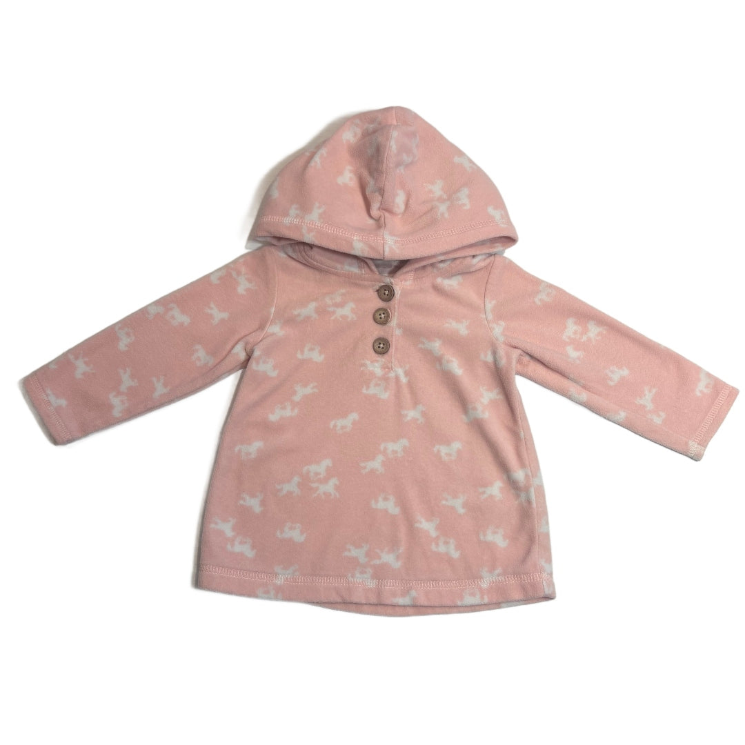 6-9 Girls Carter's Pink Fleece Hoodie w/Horses