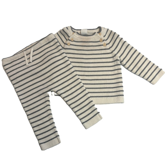 6-9 Girls H&M Ivory/Gray Ribbed Sweater Set