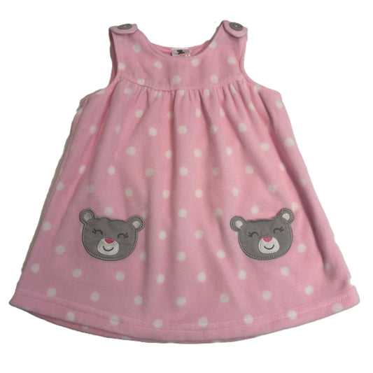 6-9 Girls Carter's Pink Fleece Jumper w/Gray Bear Pockets