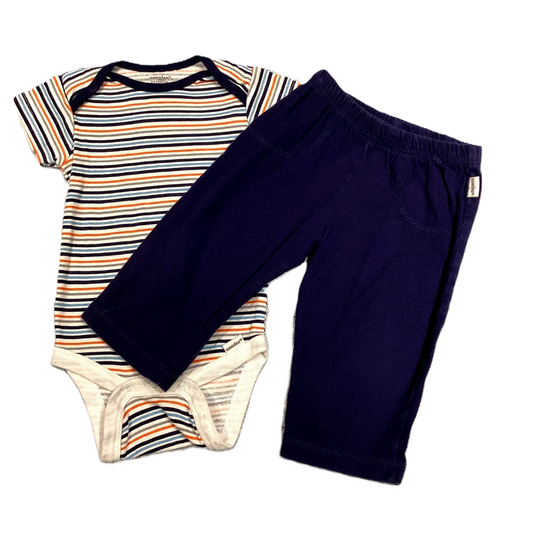 6-9 Boys Onesie Striped Onesie, Matching Blue Pants