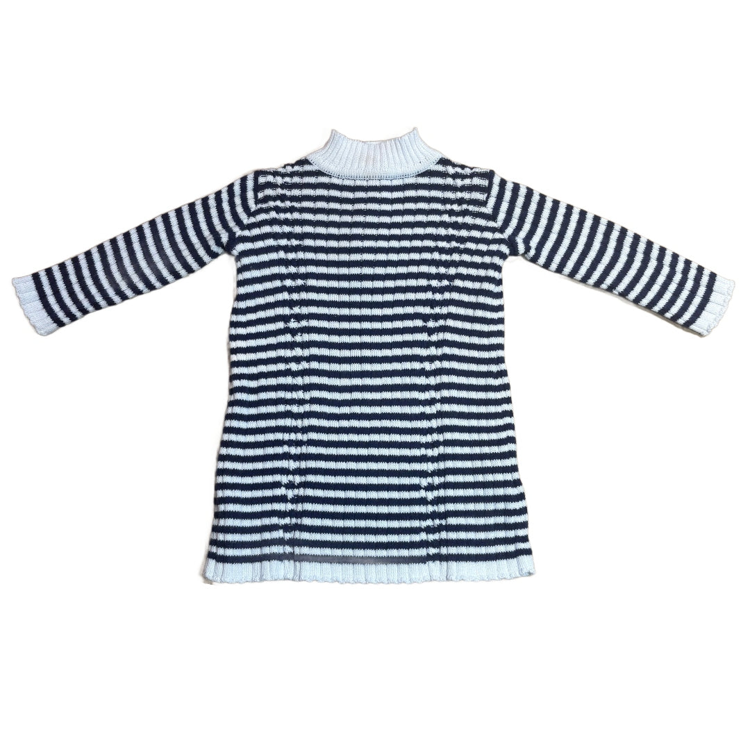 3-6 Girls Janie and Jack White/Navy Striped Sweater Dress