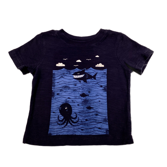 6-9 Boys Jumping Beans Navy Tshirt w/Grinning Shark
