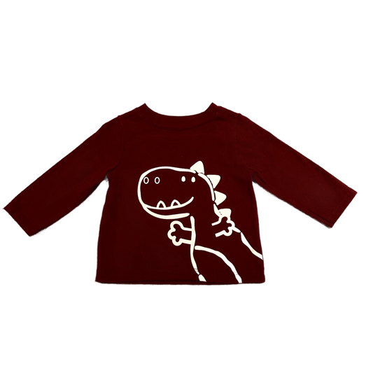 6-9 Boys Garanimals Burgundy Dino Long Sleeve Shirt
