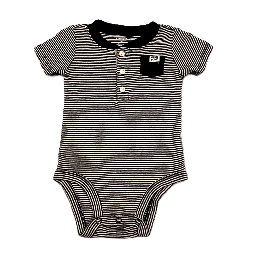 6-9 Boys Carter's Blue/White Stripe Button Onesie