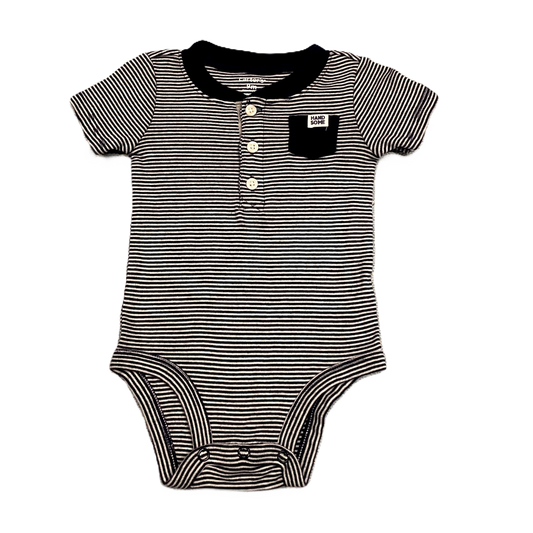 6-9 Boys Carter's Blue/White Stripe Button Onesie
