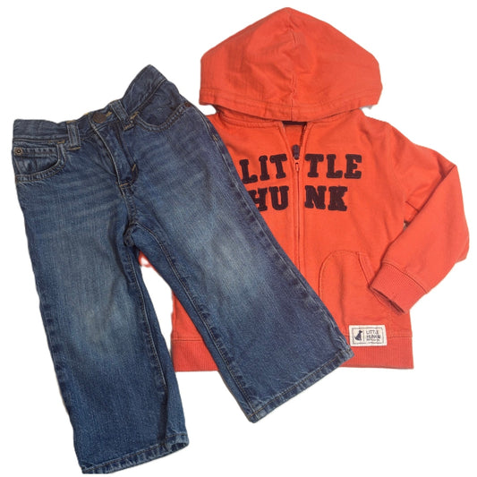 18-24 Boys Carter's Orange Little Hunk Zip Up Hooded Sweatshirt, Old Navy Boot Cut Jeans