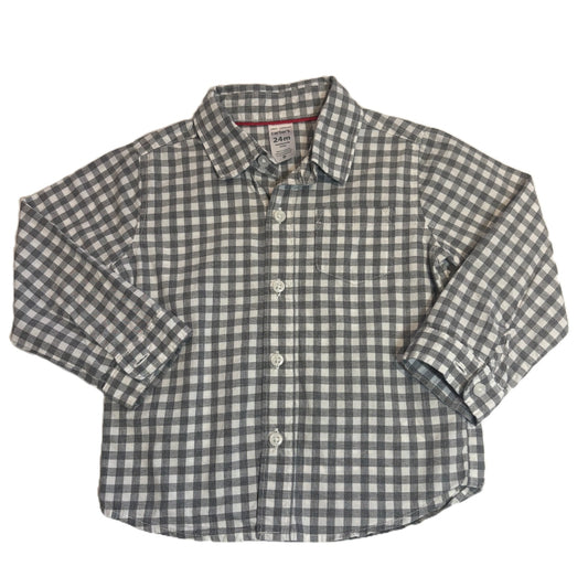 18-24 Boys Carter's Gray/White Plaid Button Down