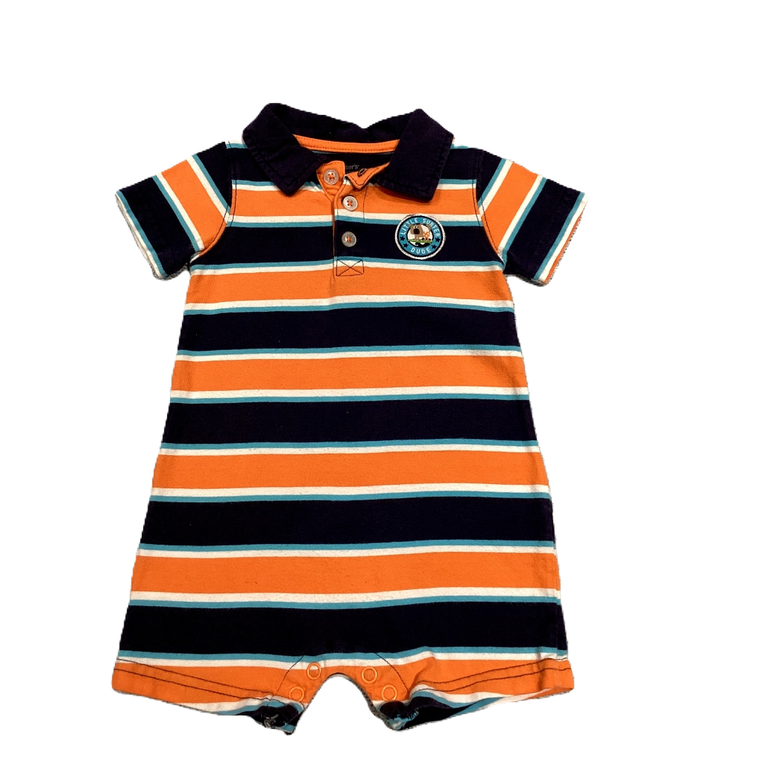 6-9 Boys Carter's Orange/Navy Stripe Collared Romper