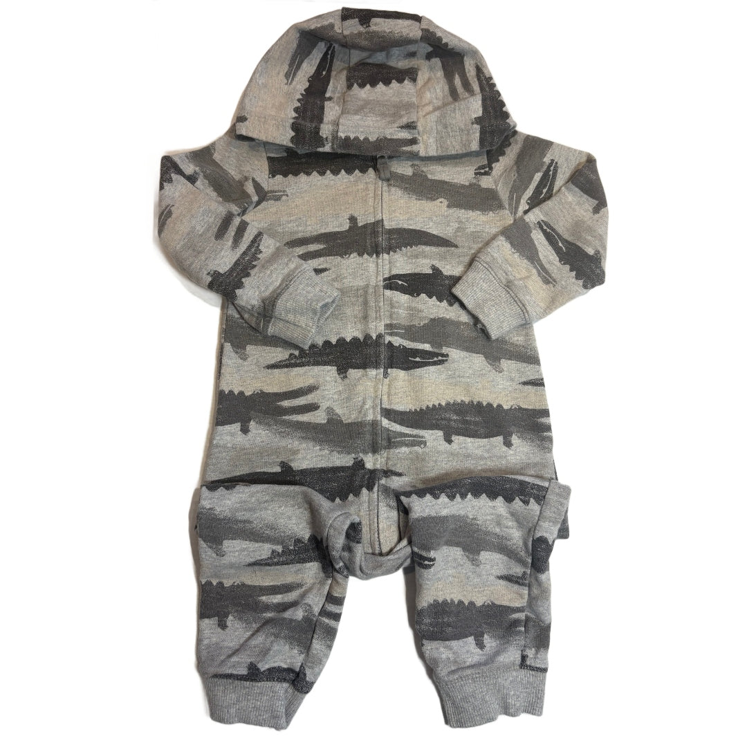 18-24 Boys Carter's Gray Alligator Hooded One Piece