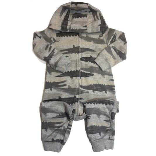 18-24 Boys Carter's Gray Alligator Hooded One Piece