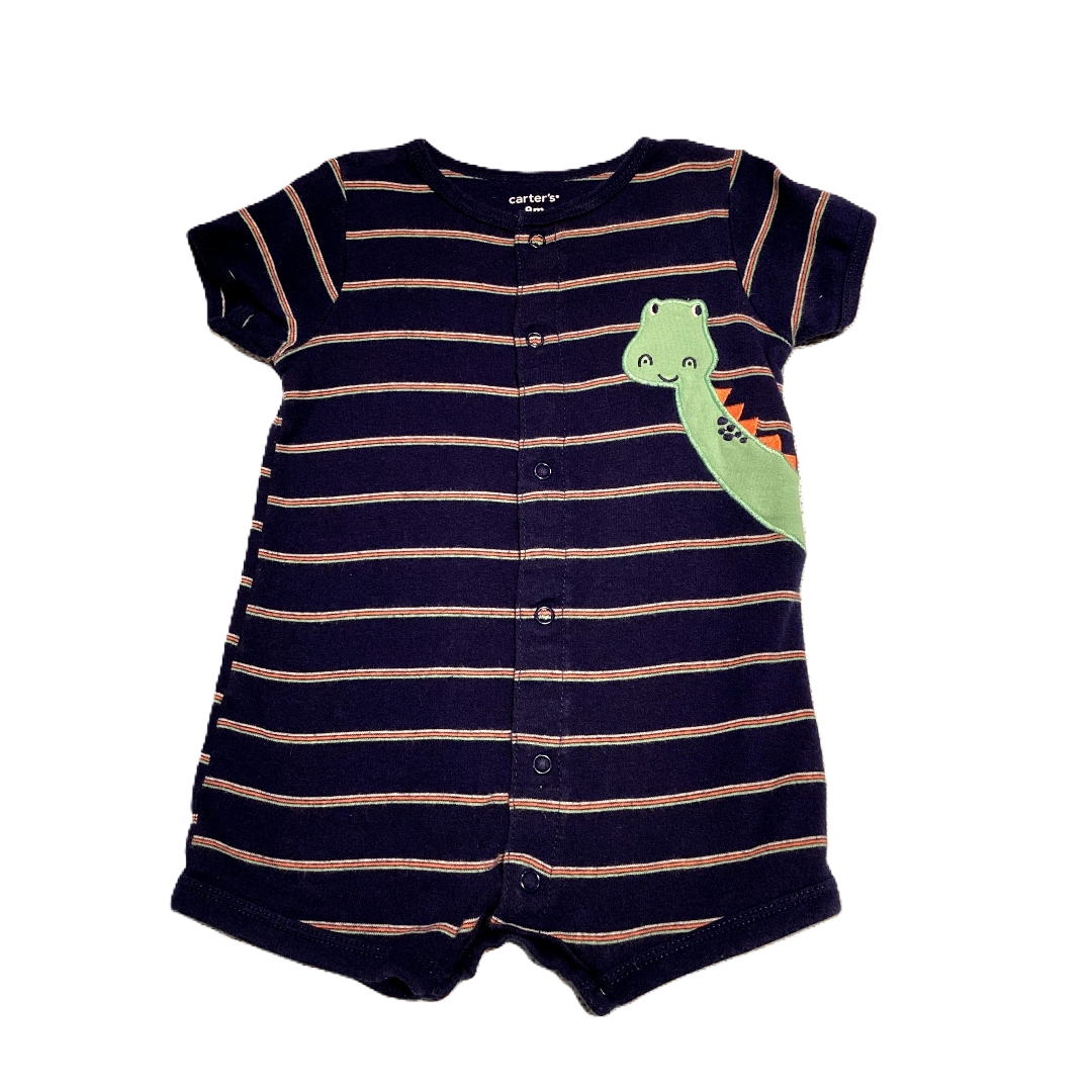 6-9 Boys Carter's Navy Striped Romper w/Dino