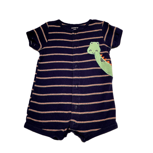 6-9 Boys Carter's Navy Striped Romper w/Dino