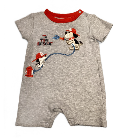 6-9 Boys Jumping Beans Gray To the Rescue Romper