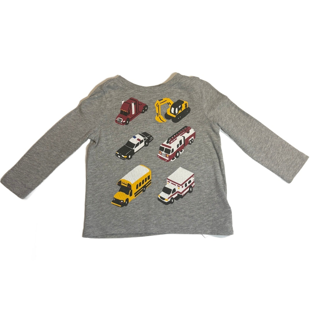 18-24 Boys Old Navy Gray Long Sleeve Tshirt w/Vehicles