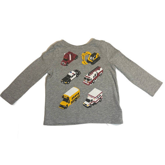 18-24 Boys Old Navy Gray Long Sleeve Tshirt w/Vehicles