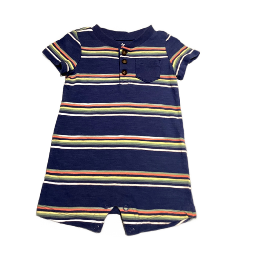6-9 Boys Carter's Dusty Blue Striped Romper