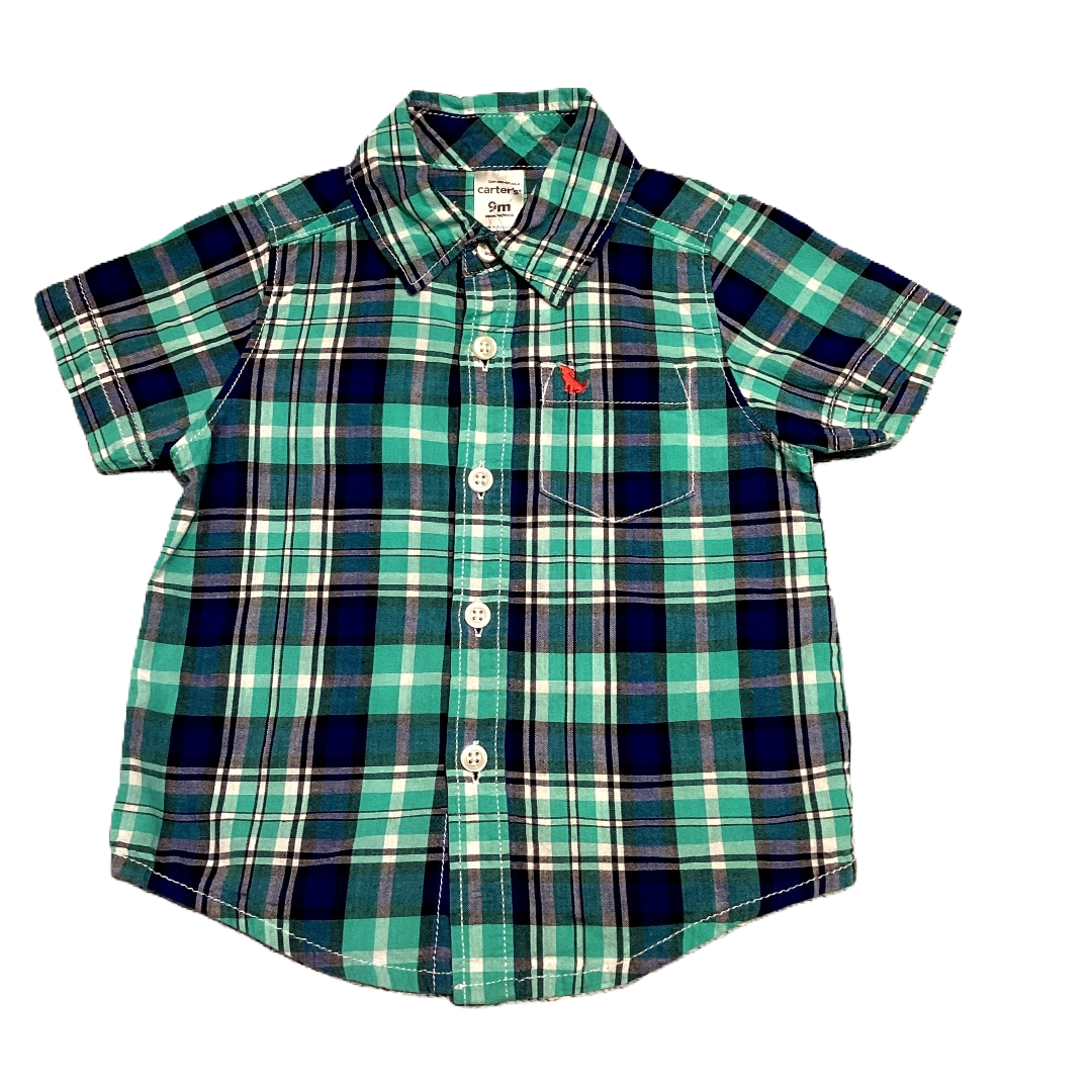 6-9 Boys Carter's Blue/Green Plaid Button Down Shirt
