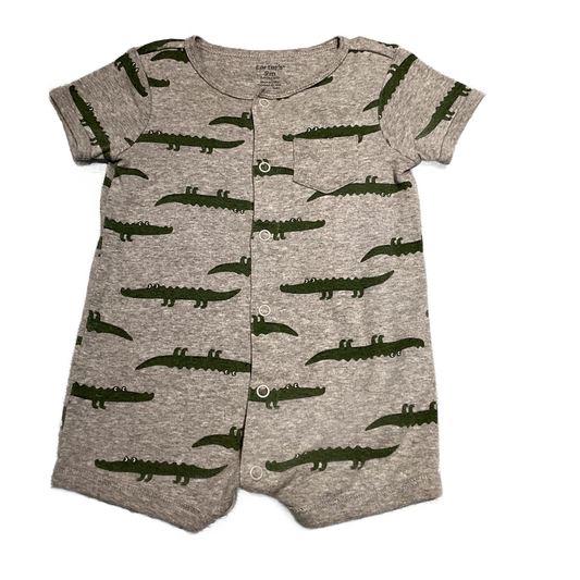 6-9 Boys Carter's Gray Button Down One Piece with Crocodiles