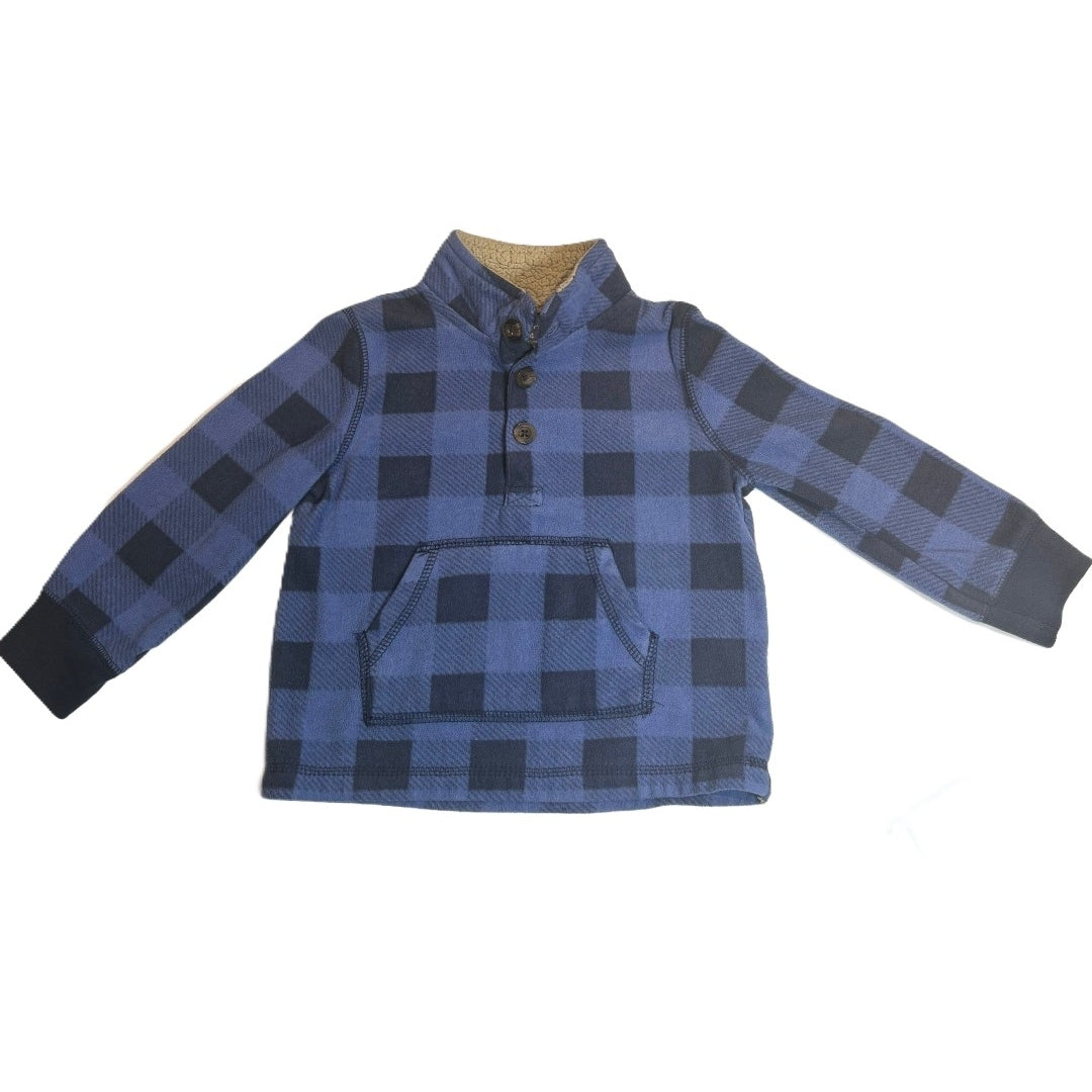 18-24 Boys Carter's Blue Plaid Quarter Button Fleece