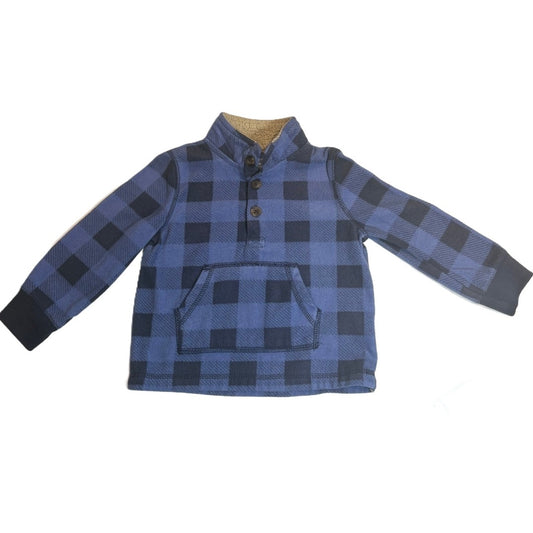 18-24 Boys Carter's Blue Plaid Quarter Button Fleece