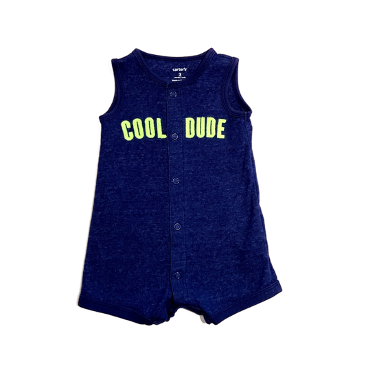 0-3 Boys Carter's Cool Dude Navy Blue Button Tank Top Onesie