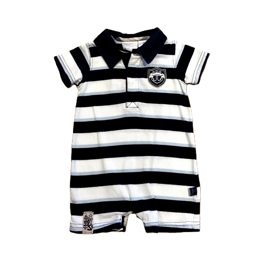 0-3 Boys Koala Baby Boutique Navy Blue/White Nautical Decal Polo Romper