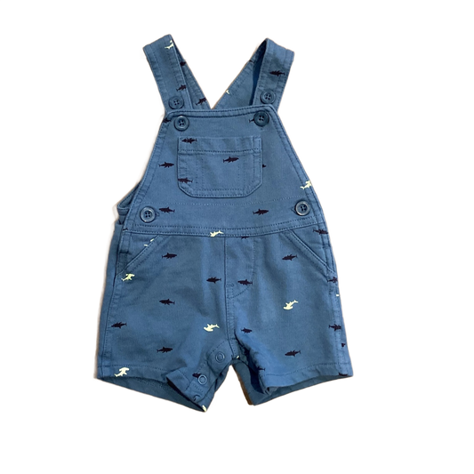 0-3 Boys Carter's Dusty Blue Overalls with Shark Pattern