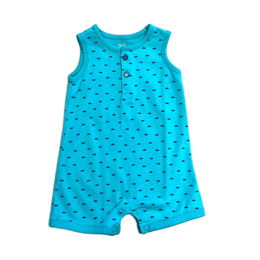 0-3 Boys Just One You Teal Car Printed Romper