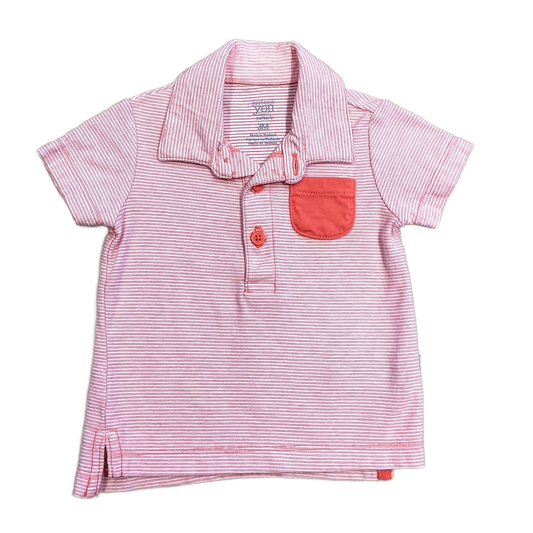 0-3 Boys Just One You Red and White Striped Polo with Red Pocket