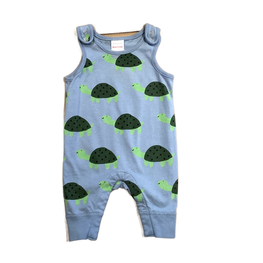 0-3 Boys Hanna Andersson Blue Romper with Turtle Pattern