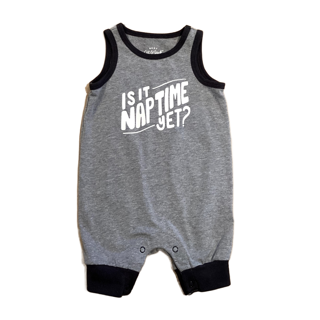 0-3 Boys Cat & Jack Is It Naptime Yet Gray Romper