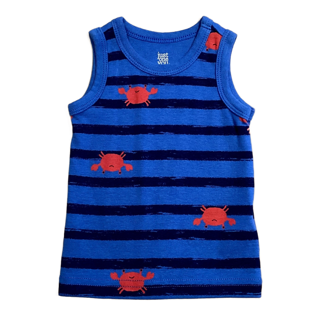 0-3 Boys Just One You Blue Striped Crab Tank Top
