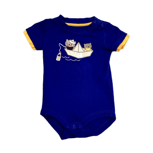 0-3 Boys Gymboree Blue and Yellow Boating Cats Onesie