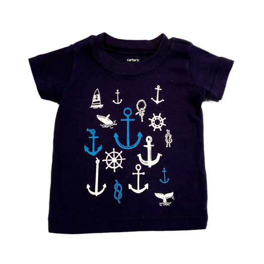 0-3 Boys Carter's Navy Blue Nautical T-Shirt