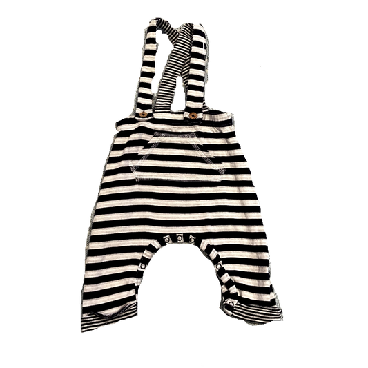 0-3 Boys Mudpie Navy and White Fabric Overalls