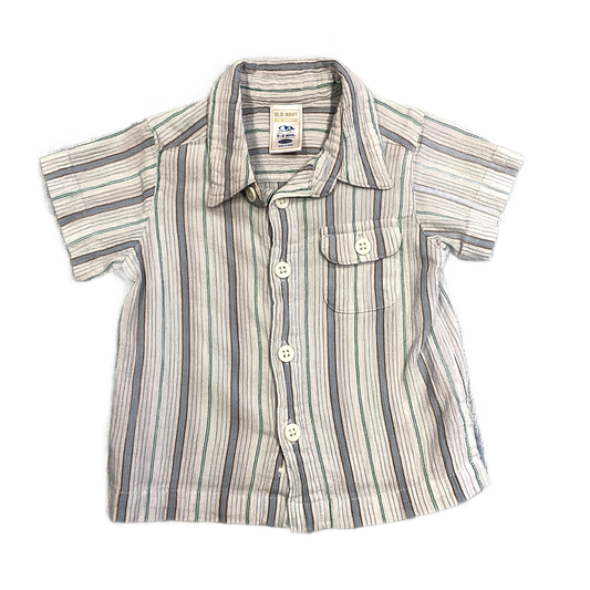 0-3 Boys Old Navy Linen Multi-Colored Button Down