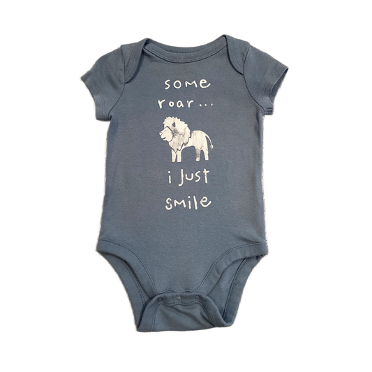 0-3 Boys Baby Gap Light Blue Some Roar I Just Smile Onesie