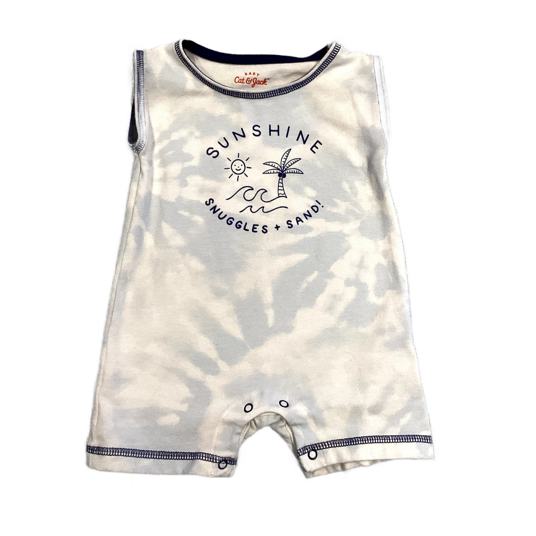 0-3 Boys Cat and Jack Sunshine Snugggles and Sand Blue Tie Dye Romper